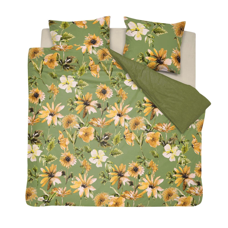 Cinderella Dekbedovertrek Cleo - Katoen - 200x200/220 Cm - Olive Green 1 Cinderella Dekbedovertrek Cleo - Katoen - 200x200/220 Cm - Olive Green