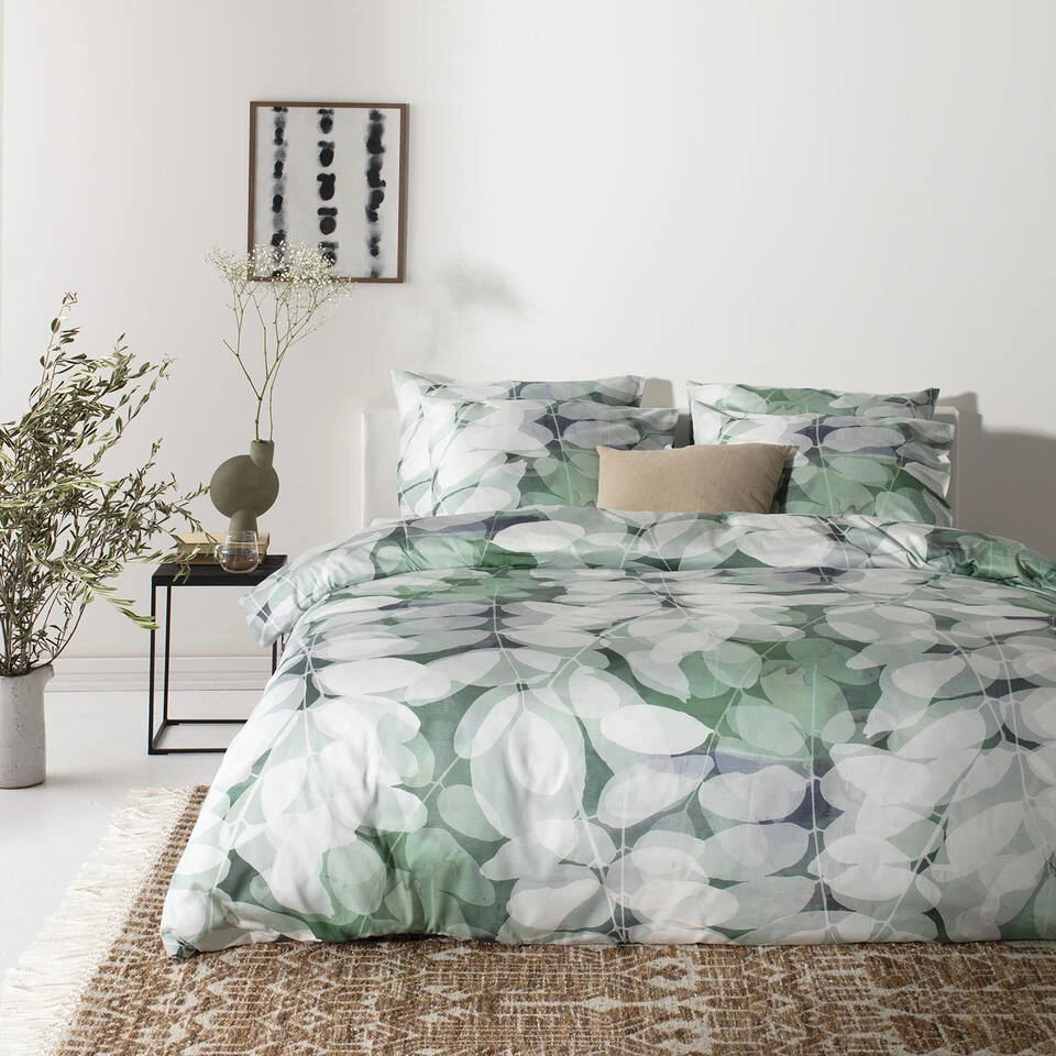 Cinderella Dekbedovertrek Levy - Satijn - 240x200/220 Cm - Green 2 Cinderella Dekbedovertrek Levy - Satijn - 240x200/220 Cm - Green - Afbeelding 2