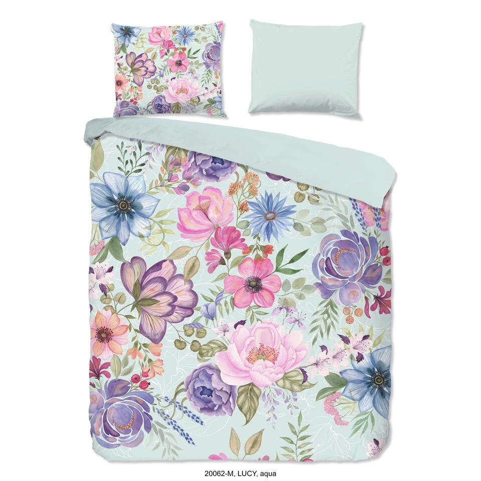 Pure Dekbedovertrek "Lucy" - Aqua - (200x220 Cm) 1 Pure Dekbedovertrek "Lucy" - Aqua - (200x220 Cm)