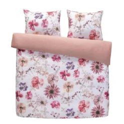 Royal Dekbedovertrek Linde Bloemen - Wit/roze - 200x200/220 Cm