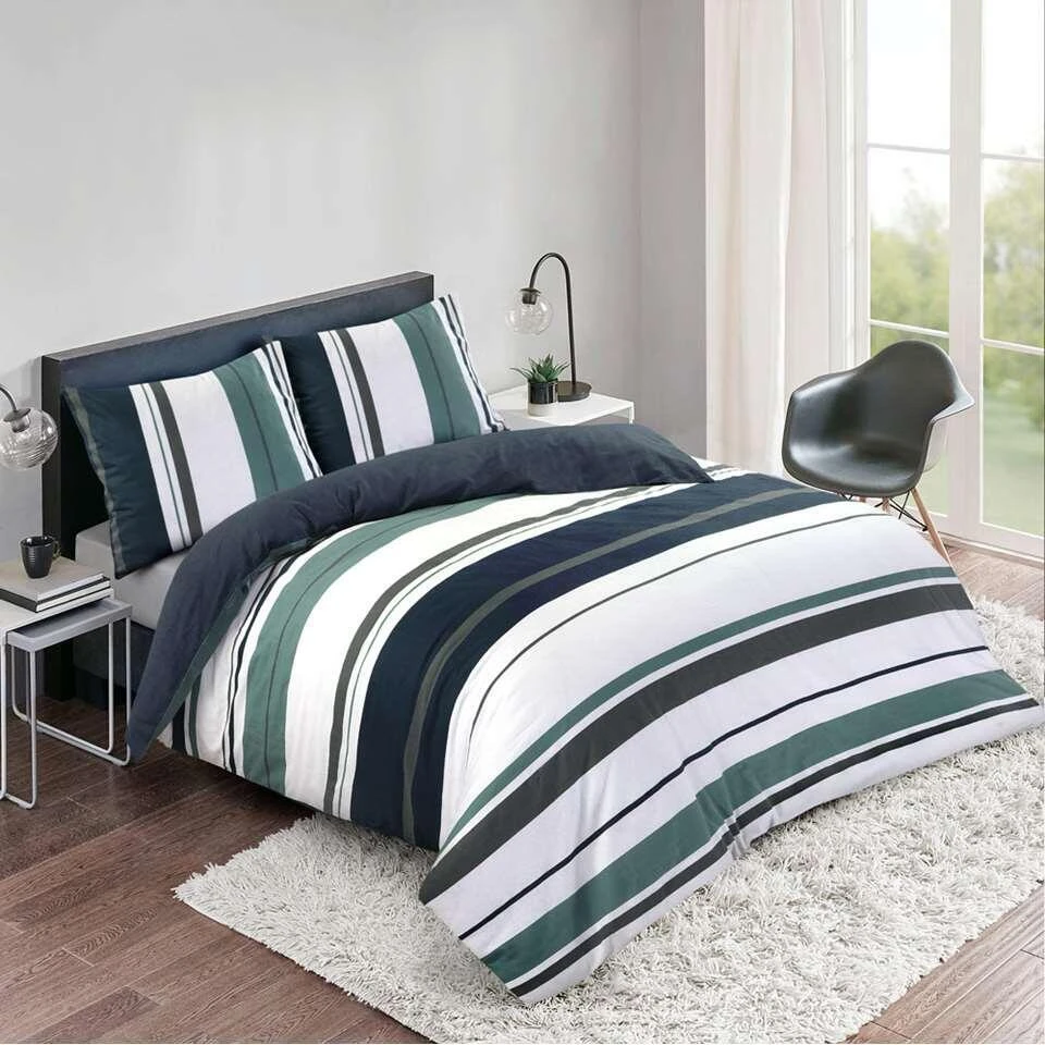 Royal Dekbedovertrek Kalmar Strepen - Wit/groen - 240x200/220 Cm 3 Royal Dekbedovertrek Kalmar Strepen - Wit/groen - 240x200/220 Cm - Afbeelding 3