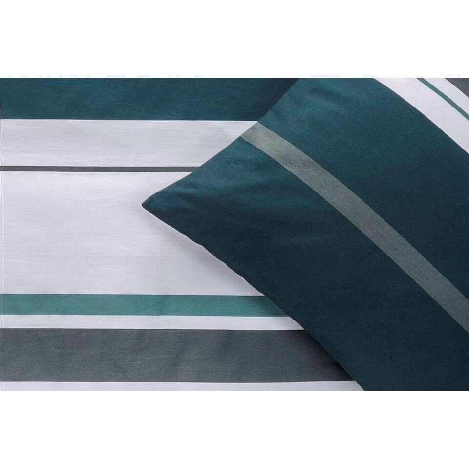 Royal Dekbedovertrek Kalmar Strepen - Wit/groen - 240x200/220 Cm 2 Royal Dekbedovertrek Kalmar Strepen - Wit/groen - 240x200/220 Cm - Afbeelding 2