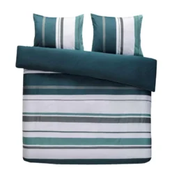 Royal Dekbedovertrek Kalmar Strepen - Wit/groen - 240x200/220 Cm