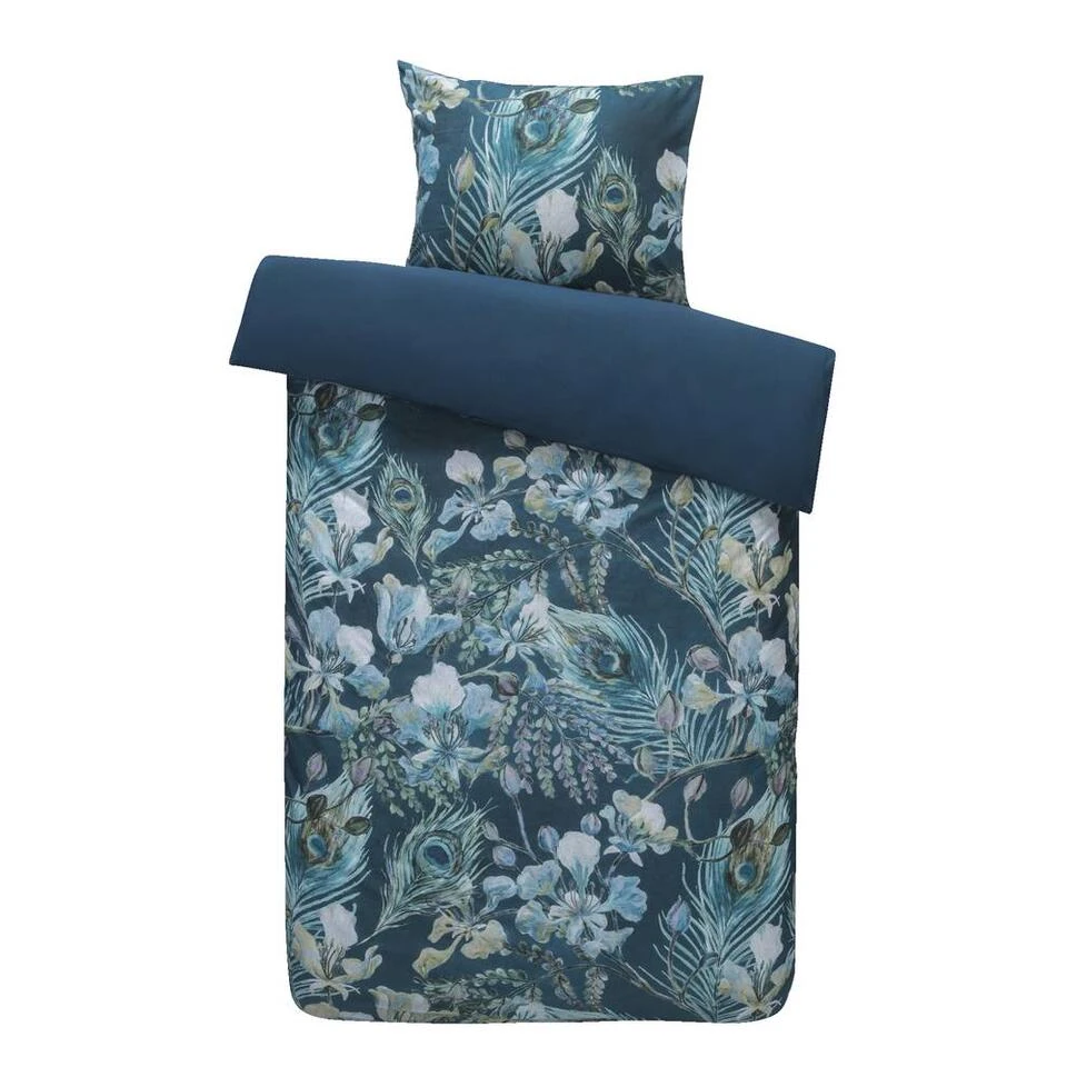 Royal Dekbedovertrek Amari Botanisch - Blauw - 140x200/220 Cm 1 Royal Dekbedovertrek Amari Botanisch - Blauw - 140x200/220 Cm
